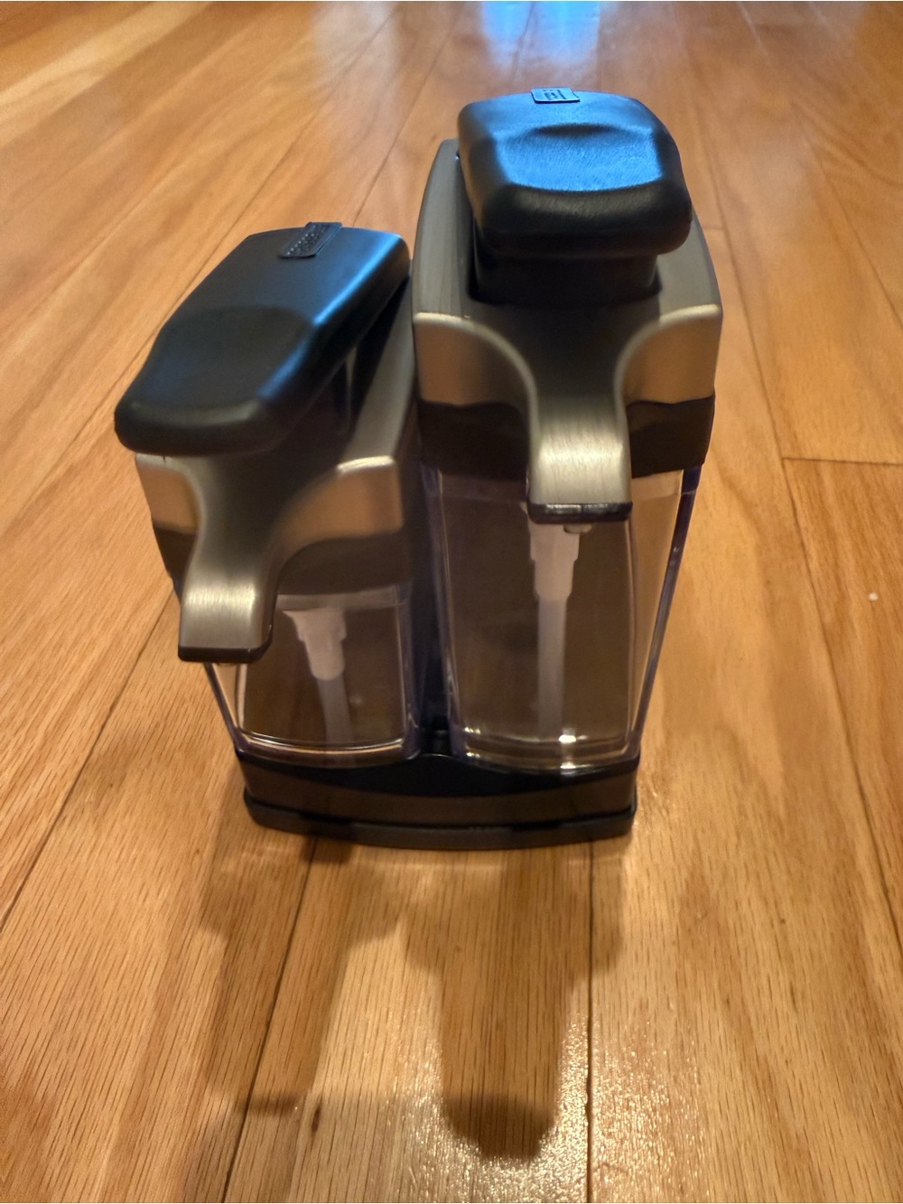 Dual-Compartment Black and Silver Liquid Soap Dispenser